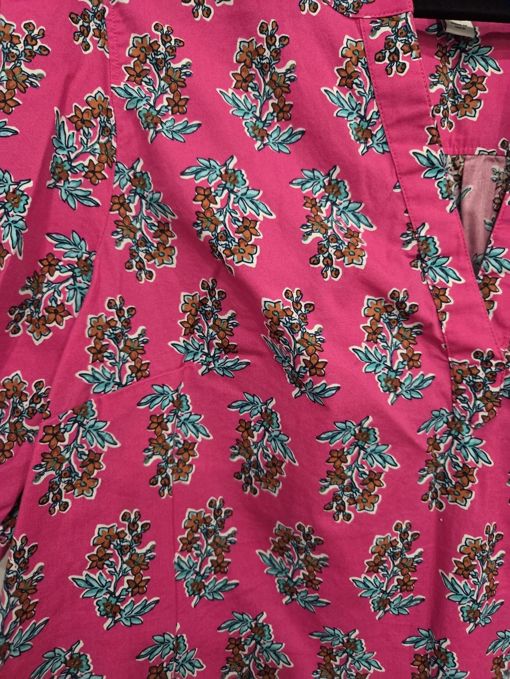 J. Crew Pink Floral Split-Neck Puff Sleeve Blouse Size Med